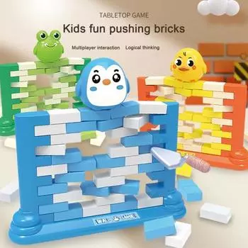 Игра «Нажми на кирпичную стену», мини-строительные блоки, укладка, развивающая игрушка, интерактивная игра для родителей и детей, настольная доска для малышей и мальчиков зелёный