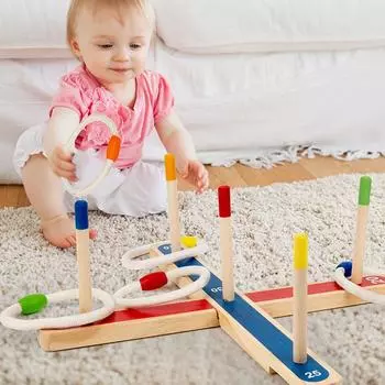 Игра с деревянным кольцом Детский сад Раннее образование Координация рук и глаз Взаимодействие родителей и детей в помещении и на улице Развивающие игрушки 1Kg