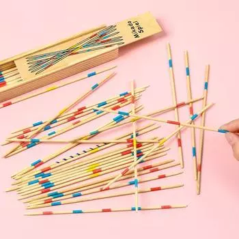 Игра с деревянными палочками для сбора предметов с коробкой для детей и взрослых, интерактивная классическая настольная игра-головоломка, обучающая длинная бамбуковая палочка для сбора предметов, настольная игрушка