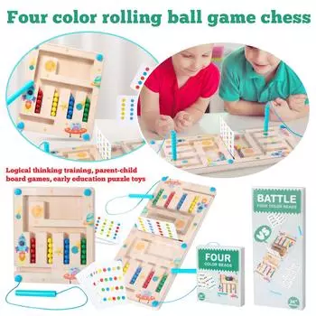 Игра с движущимися шариками четырех цветов Шахматы Тренировка логического мышления Настольная игра для родителей и детей Раннее образование Развивающие игрушки One Size небесно-голубой