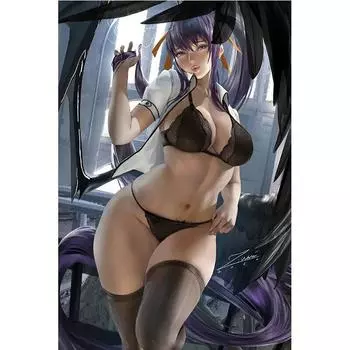 Игра с принтом, фиолетовые волосы, сексуальная девушка, художественный холст, постер, картина, дюйм, гостиная, спальня, домашняя настенная картина 21cm30cm NoFrame