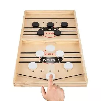 Игра «Слинг-Пак» — динамичное развлечение для семейного игрового вечера или вечеринки с друзьями — проверьте свою скорость и точность с помощью этой деревянной хоккейной доски Standard (15.2 in x 9.4 i