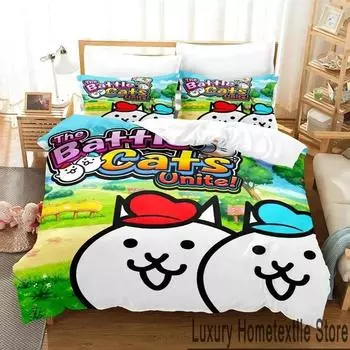 Игра The Battle Cats Unite Комплект постельного белья для мальчиков и девочек Twin Queen King Size Пододеяльник Наволочка Кровать для мальчиков Взрослый Домашний текстиль EU Single 135x200cm