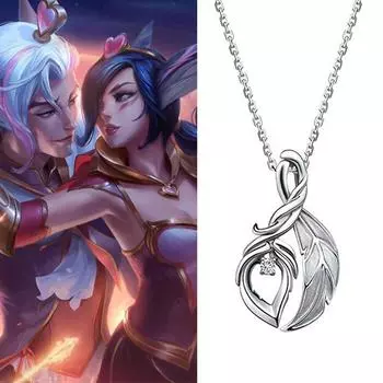 Игра The Charmer The Rebel Xayah Rakan, ожерелье для косплея, серебристое колье унисекс, колье с бриллиантами и листьями, кулон, ювелирный аксессуар, реквизит, подарок
