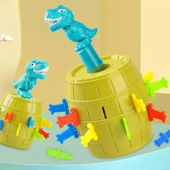 Игра «Всплывающая бочка динозавра» Вставленные шпильки Ведро динозавра-астронавта Многопользовательская интерактивная настольная игра для родителей и детей Подарок для малышей и мальчиков и девочек Dinosaur