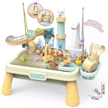 Игра в домик Детская электрическая посудомоечная машина с подъемом воды под давлением Набор кухонной мойки Игрушка для рыбалки с водой