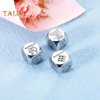 Игра в кости для пар на свидание. Кубики из нержавеющей стали для принятия решений о еде/фильмах на День святого Валентина, Хэллоуин, Рождество, подарки. A