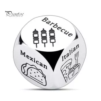 Игра в кости для пар на свидание. Кубики из нержавеющей стали для принятия решений о еде/фильмах на День святого Валентина, Хэллоуин, Рождество, подарки. A