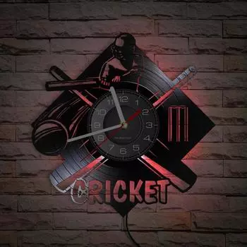 Игра в крикет, резной альбом, музыкальная пластинка, часы для подростковой комнаты, спортивный домашний декор, часы, винтажные настенные часы, подарок для игрока в крикет