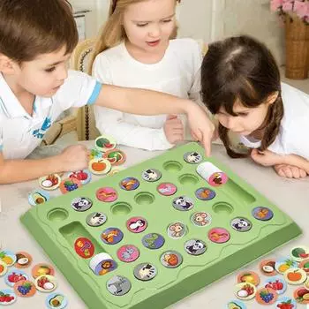 Игра в шахматы для детей «Реверси» для 2 игроков, игра в шахматы с животными и фруктами, тренировка внимания, развивающая память для малышей, развивающая игрушка 1 Set