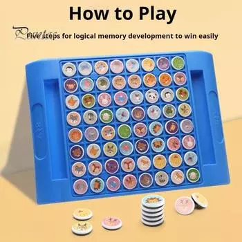 Игра в шахматы «Реверси» для детей, 2 игрока, мультяшные животные, переворачивающие шахматы, игра на сопоставление, тренировка внимания, развивающая память для малышей, игрушка синий