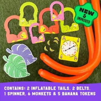 Игра Yousheng Monkey Tail, веселая настольная игра для вечеринок с друзьями и семьей, на день рождения, Рождество. Наденьте надувной хвост обезьяны и вращайтесь, чтобы выиграть бананы. A