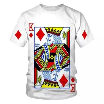Игральные карты 3D печать модная мужская футболка с рисунком сливы K Poker короткие рукава повседневные Harajuku тренд удобные топы с круглым вырезом XS