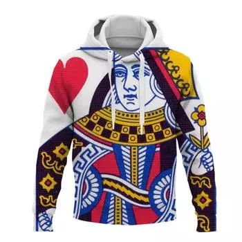 Игральные карты Покер KA Принт Толстовки Мужские/женские Смешные толстовки с капюшоном Мужская одежда Мальчики/девочки Harajuku Смешные куртки Пальто Топы S