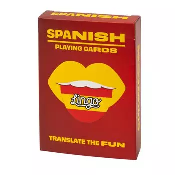 Игральные карты Spanish Lingo Карточки для путешествий Изучайте испанскую лексику весело и легко 52 основных перевода чёрный