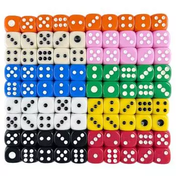 Игральные кости 14 мм D6 100 шт. цветные кубики, игральные кости для питья, аксессуары для игр на вечеринку в баре белый