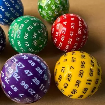 Игральные кости 1шт, 100 круглых игральных костей, 100 цифровых игральных костей, многогранные цифровые игральные кости, реквизит для карточных игр синий