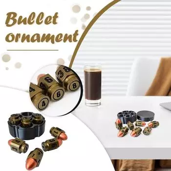 Игральные кости Bullet Dice из смолы/сплава, цифровые игральные кости D6 Bullet Dice Set — это забавный аксессуар для настольной игры для всей семьи One Size