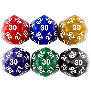 Игральные кости D30 Многогранные игральные кости Мраморный эффект игральные кости для ролевых игр Аксессуары для настольных игр красный