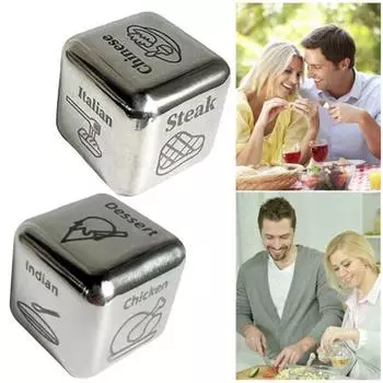 Игральные кости для принятия решения о еде, игрушки для пар, годовщина, свидание, ночь, подарки для парня, подруги, металлические игральные кости для принятия решения о еде с 6 узорами, креативные валентинки 1