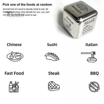 Игральные кости для принятия решения о еде, игрушки для пар, годовщина, свидание, ночь, подарки для парня, подруги, металлические игральные кости для принятия решения о еде с 6 узорами, креативные валентинки 1