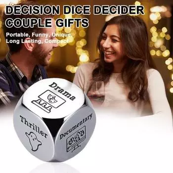 Игральные кости для решения фильма, нержавеющие, легкие, портативные, металлические кости для принятия решений, украшения, юбилей, подарок на День святого Валентина A