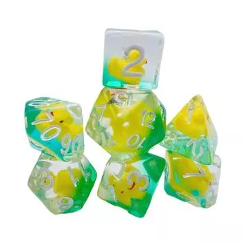 Игральные кости DND из 7 кубиков, резиновые уточки, игральные кости DND, лоток для игральных костей, игральные кости D и D для Dungeons and Dragons в подарок (Только набор игральных костей) светло-зеленый/прозрачный
