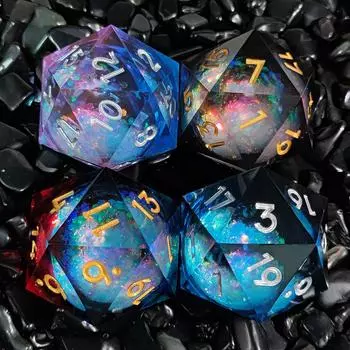 Игральные кости из 20-гранной смолы 35 мм Liquid Core DND TRPG COC D20 настольная настольная игра игрушка