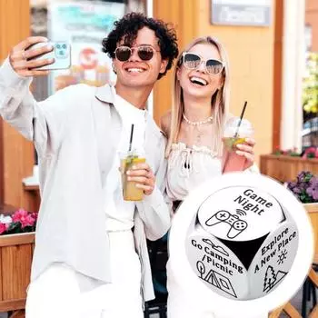 Игральные кости из нержавеющей стали, игральные кости для еды, 6-гранные игральные кости для свиданий, игральные кости для выбора мероприятий, подарок на день рождения, годовщину для парня, девушки D