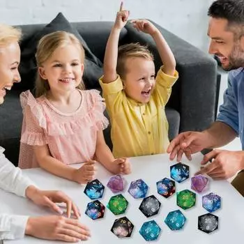 Игральные кости из жидкой смолы с острым краем, 20-гранные, золотисто-серебристого цвета, с цифрами золотистый/чёрный