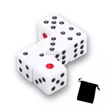 Игральные кости Liebste Dice 16 мм, набор из 5 игральных костей с красным глазом, с велюровой завязкой, игральные кости Chinchiro Rin, белые, настольная игра Chinchiro Rin, 6-гранные, стекирование, фокусы