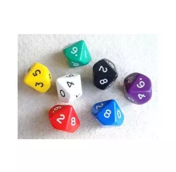 Игральные кости Paling Technologies непрозрачные d10 jumbo 7 цветов набор из 7 штук 10-гранные (10-гранный)