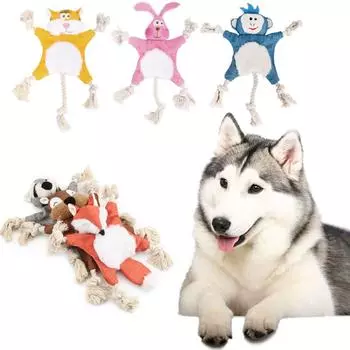 Играющий щенок интерактивный звук мягкий плюшевый жевательная игрушка грызущие игрушки пищащая собака веревочные игрушки bunny