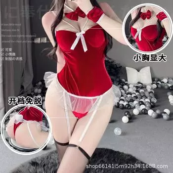 Игривая девушка-зайчик, чистое желание, пара, дразнит, супер сексуальная соблазнительная девушка, веселье, цельный открытый милый комплект 1156 average size