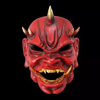 Игривая и красно-белая смоляная маска японского короля демонов, отлично подходящая для хэллоуинских фестивалей и Red Oni Mask