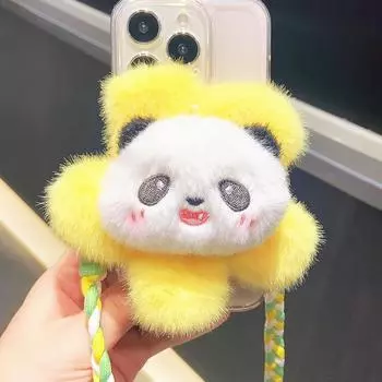 Игривая плюшевая мультяшная цветок панда аксессуар для мобильного телефона красочный держатель для ключей