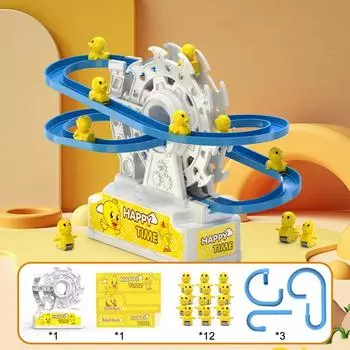 Игривая утка колесо обозрения игрушки дети электрическая маленькая утка восхождение по лестнице игрушка DIY трек слайд лестницы каботажное судно игрушки с музыкой и светом (12шт утка) 12PCS Duck