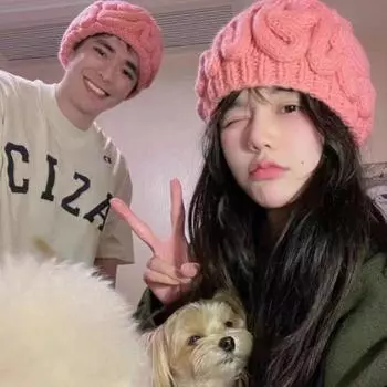 Игривая вязаная шапка-мозг креативная забавная шапочка-мозг ветрозащитная кепка-пуловер для улицы розовый