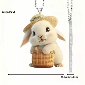 Игривое акриловое украшение в виде кролика для зеркала заднего вида автомобиля и праздничного украшения дома