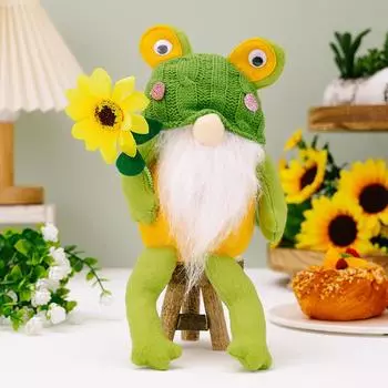 Игривые гномы лягушачьего зеленого цвета для весеннего декора, милые и с забавным дизайном Frog Plush Male