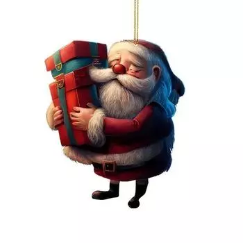 Игривые мультяшные акриловые автомобильные украшения из рождественской серии Санты 2023 года для праздничного настроения 1