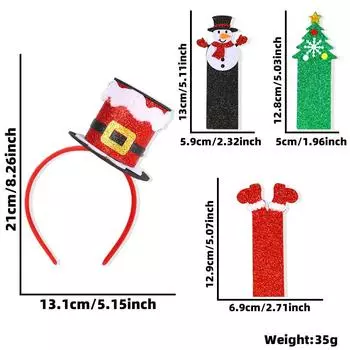 Игривые рождественские повязки на голову для детей зеленого, красного и серебристого цветов с забавными сменными бирками в комплекте Red Hat