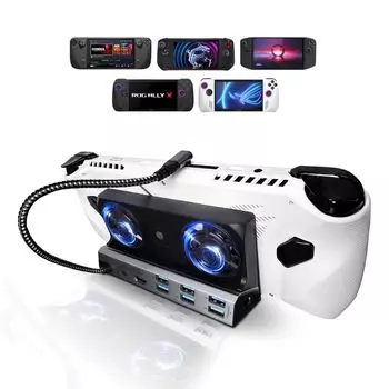Игровая док-станция EDGE SHINE EL Small 9-в-1, многофункциональная док-станция, выход, быстрая зарядка, проводная локальная сеть, 1000 Мбит/с, Steam Deck ROG Ally Legion GO, MSI Claw чёрный
