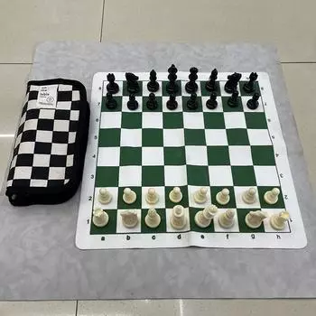 Игровая доска сетка сумка для хранения пластиковый шахматный король высота 65 мм искусственная кожа ПУ шахматная доска около 35 см чёрный