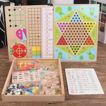 Игровая доска «все в одном»: Летающие шахматы, шашки, гобанг и звериные шахматы для детей, студентов и пенсионеров