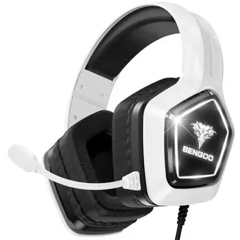 Игровая гарнитура BENGOO G9700 Гарнитура PS4 PS5 Проводные игровые наушники Глубокие басы Герметичные высокоточные микрофонные соединения Светодиодная подсветка Шумоподавление