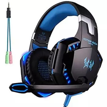 Игровая гарнитура G2000 с поддержкой голосового чата и выключателем микрофона, светодиодная подсветка, проводная, синяя