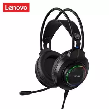 Игровая гарнитура Lenovo G20, геймерские наушники, стереофонические проводные наушники с объемным звуком 7.1, USB-микрофон, красочная легкая гарнитура для ноутбука ПК