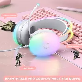 Игровая гарнитура Накладные наушники Проводные наушники Игровые наушники для PS4/ПК/ноутбука белый