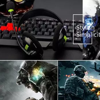 Игровая гарнитура Накладные стереонаушники 3,5 мм с микрофоном для игровых наушников N-Switch чёрный